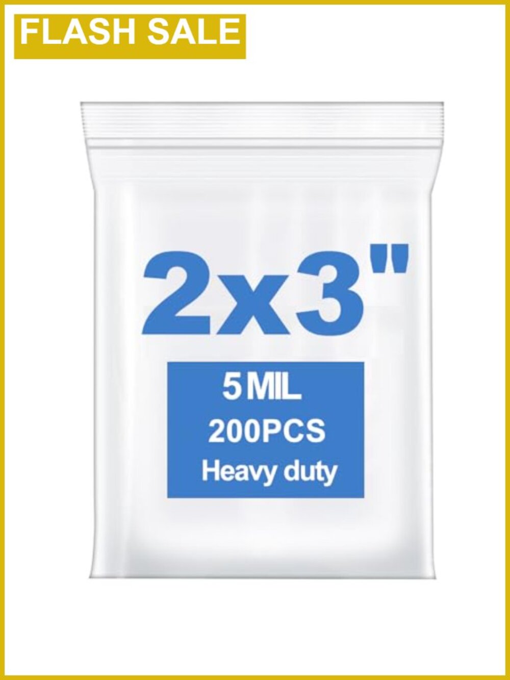 200 Pcs 2x3 5 Mil Clear Zip Lock Reclosable Plastic Poly Bags Heavy Duty